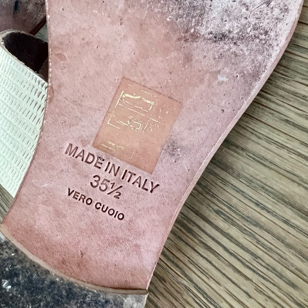 Joie A La Plage Nice Metallic Embossed Leather Thong Sandals Flats Flip Flop - Picture 12 of 13